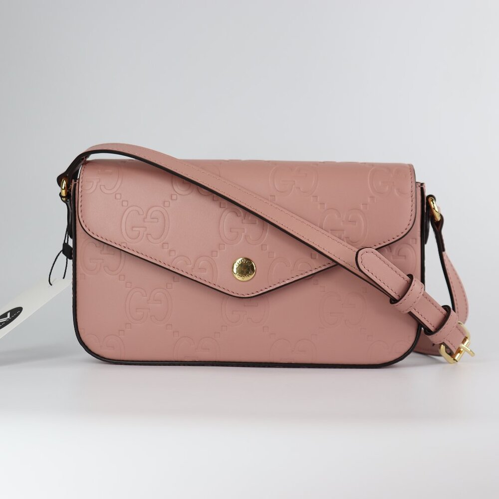 *NEW* Gucci Calfskin GG Super Mini Shoulder Bag Soft Pink